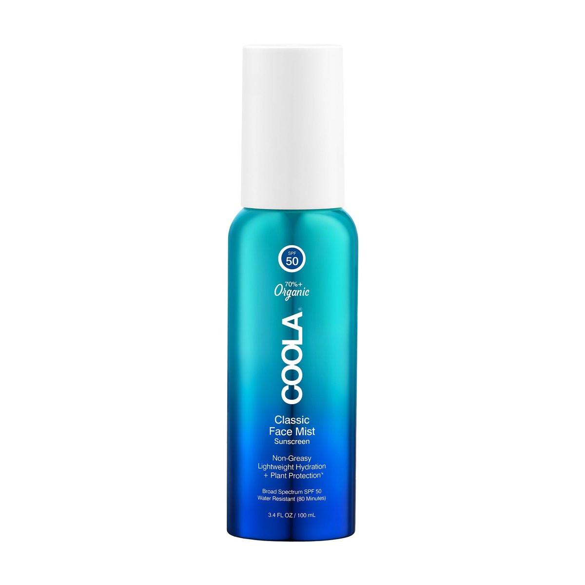COOLA Bio-Sonnenschutz SPF 50 Gesichtsspray – Veganes & Glutenfreies Sonnenschutzspray für tägliche Anwendung, 100 ml