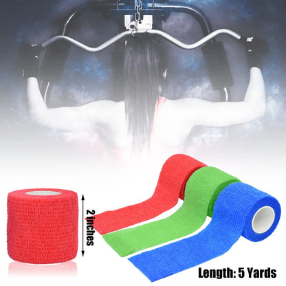 Twavang 6er-Pack 5 cm Selbstklebende Bandage, atmungsaktives Kohäsivband, elastisches Tape für Haustiere, Sport, Handgelenk, Knie, Knöchel (5 Yards pro Rolle, Mischfarben)
