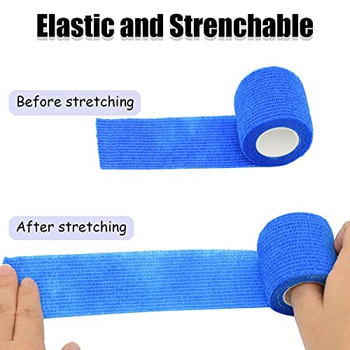 Twavang 6er-Pack 5 cm Selbstklebende Bandage, atmungsaktives Kohäsivband, elastisches Tape für Haustiere, Sport, Handgelenk, Knie, Knöchel (5 Yards pro Rolle, Mischfarben)