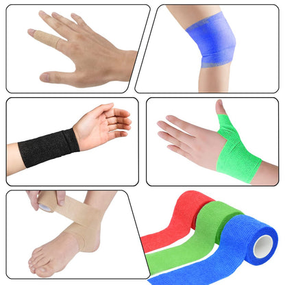 Twavang 6er-Pack 5 cm Selbstklebende Bandage, atmungsaktives Kohäsivband, elastisches Tape für Haustiere, Sport, Handgelenk, Knie, Knöchel (5 Yards pro Rolle, Mischfarben)