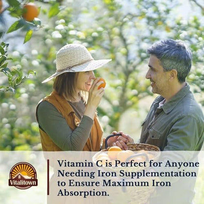 Vitalitown Eisenpräparat für Frauen und Männer – Hochdosiertes 65 mg Eisen mit Vitamin C 250 mg, weniger verstopfend, für Blutbildung & Energieverbesserung, glutenfrei, nicht-GVO, 60 vegane Eisenkapseln