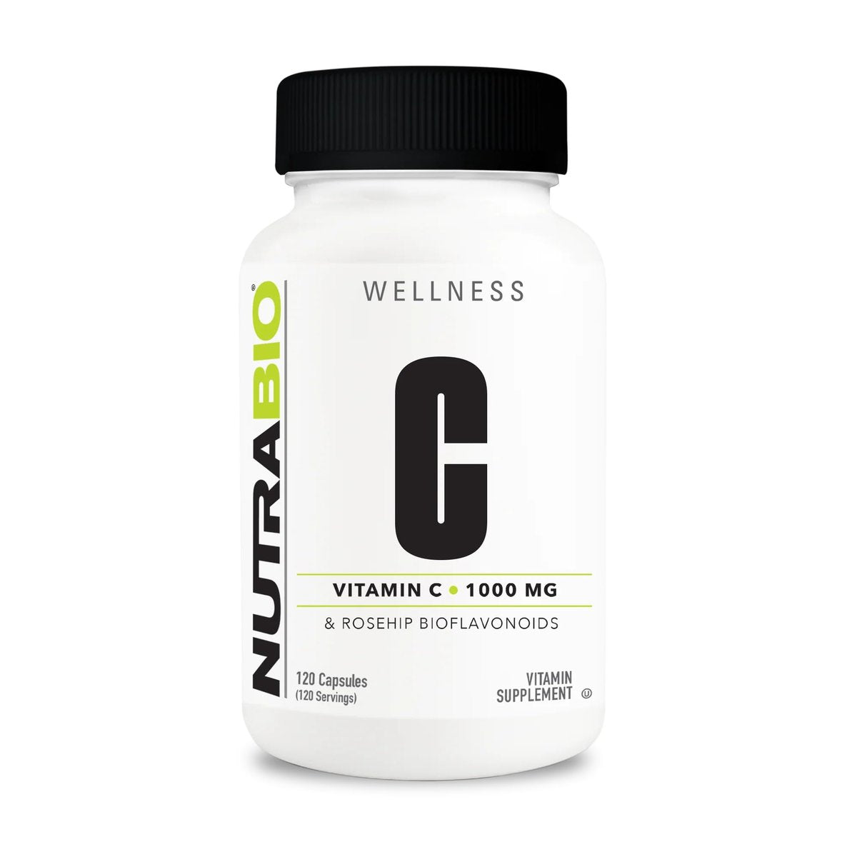 NutraBio Vitamin C mit Hagebutte – Unterstützt gesunde Knochen, Zähne und Zahnfleisch, Immunfunktion – Ohne Füllstoffe oder Hilfsstoffe – (120 Kapseln, 1000 mg Vitamin C pro Kapsel)