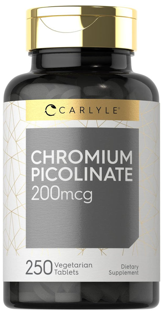 Carlyle Chrompicolinat 200 mcg | 250 vegane Tabletten | Hohe Absorption | Nahrungsergänzungsmittel, Nicht-GVO, Glutenfrei