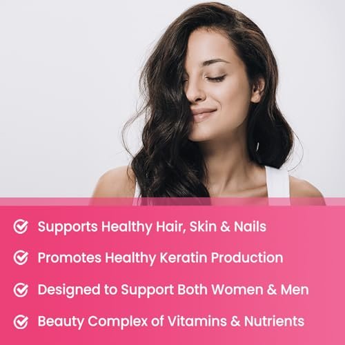 NutraChamps Biotin Gummies 5000mcg mit Kollagen, Keratin & mehr – Haar-, Haut- und Nagelvitamine für Frauen & Männer – Unterstützt den normalen Haarwachstumszyklus – Angereichert mit Vitamin C, D3, Zink