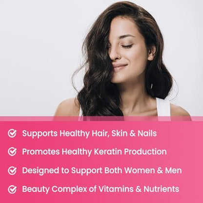 NutraChamps Biotin Gummies 5000mcg mit Kollagen, Keratin & mehr – Haar-, Haut- und Nagelvitamine für Frauen & Männer – Unterstützt den normalen Haarwachstumszyklus – Angereichert mit Vitamin C, D3, Zink