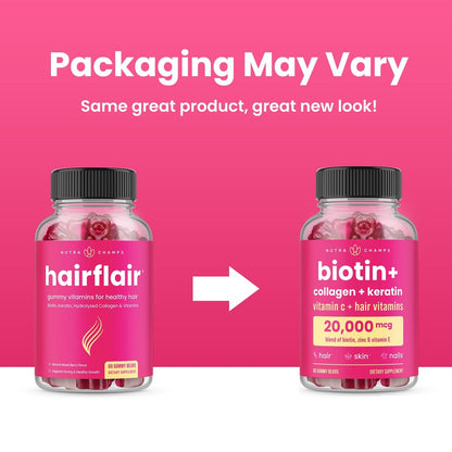 NutraChamps Biotin Gummies 5000mcg mit Kollagen, Keratin & mehr – Haar-, Haut- und Nagelvitamine für Frauen & Männer – Unterstützt den normalen Haarwachstumszyklus – Angereichert mit Vitamin C, D3, Zink