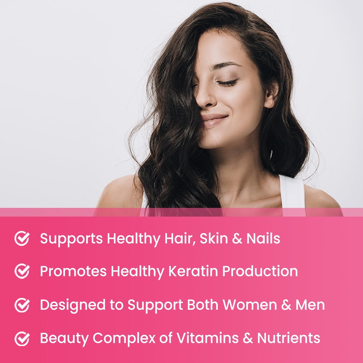 NutraChamps Biotin Gummies 5000mcg mit Kollagen, Keratin & mehr – Haar-, Haut- und Nagelvitamine für Frauen & Männer – Unterstützt den normalen Haarwachstumszyklus – Angereichert mit Vitamin C, D3, Zink