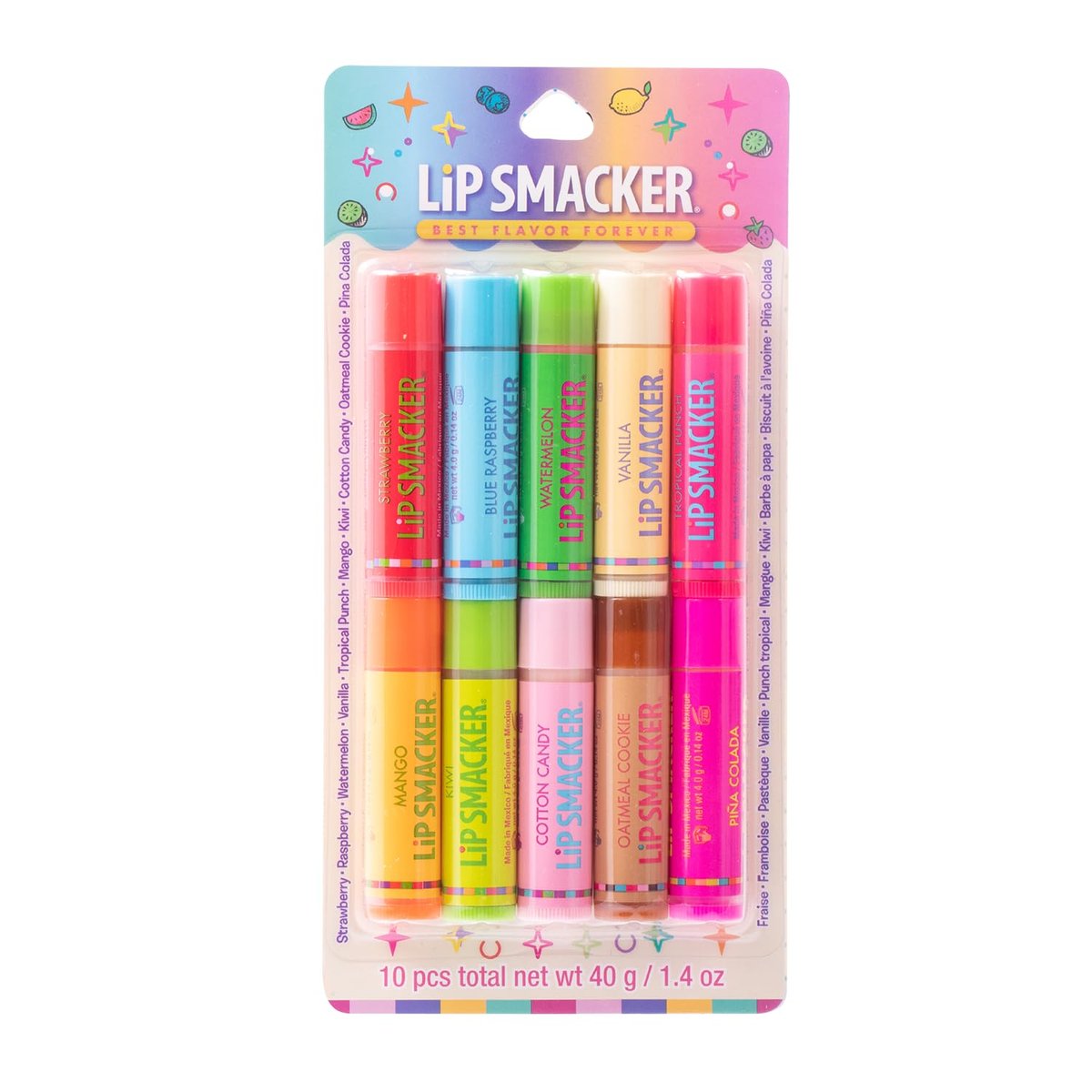 Lip Smacker Original & Best Party Pack – 10 feuchtigkeitsspendende Lippenbalsame, klassische Geschmacksrichtungen, hydratisierend & schützend – tierversuchsfrei – Oatmeal Cookie