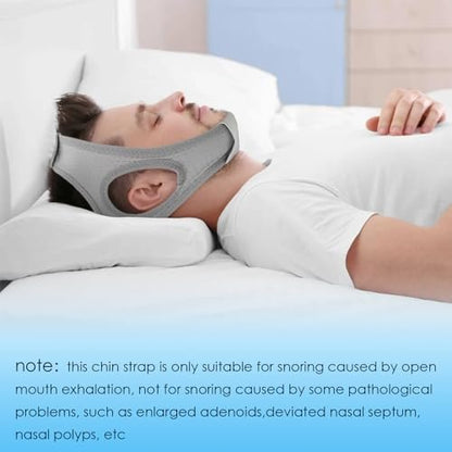 Forzacx Anti-Schnarch-Kinnriemen – Leichter, atmungsaktiver CPAP-Kinnriemen zur Schnarchreduktion, bequem, verstellbar – für Männer und Frauen – Grau