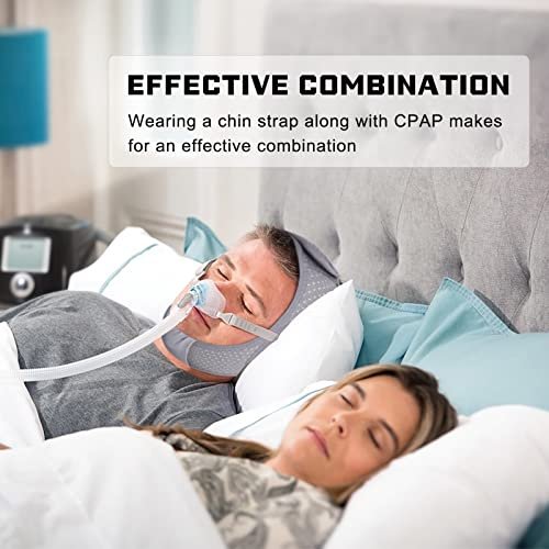 Forzacx Anti-Schnarch-Kinnriemen – Leichter, atmungsaktiver CPAP-Kinnriemen zur Schnarchreduktion, bequem, verstellbar – für Männer und Frauen – Grau