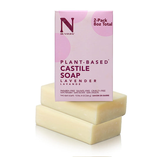Dr. Natural Lavendel-Kastilienseife – 2er-Pack Mehrzweckseife für Gesicht, Körper und Haare, Anti-Akne, sanft zur empfindlichen Haut