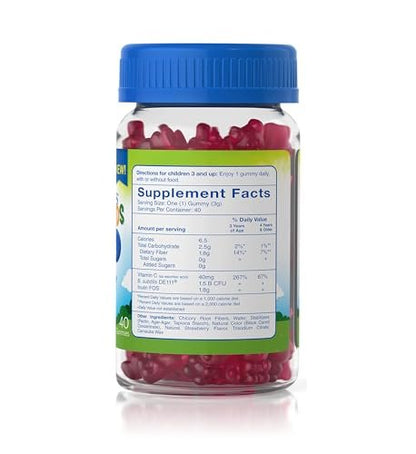TruBiotics Probiotika für Kinder mit Präbiotika & Vitamin C – Zuckerfreie Gummibärchen für Verdauungs- und Immunsystemunterstützung, Kaubare Kinder-Probiotika, natürlicher Erdbeergeschmack, 40 Gummibärchen