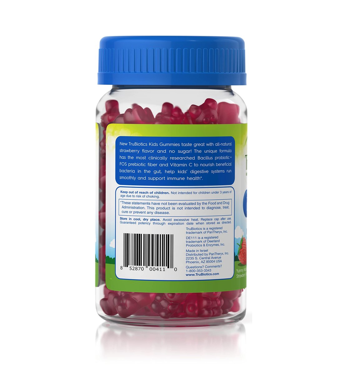 TruBiotics Probiotika für Kinder mit Präbiotika & Vitamin C – Zuckerfreie Gummibärchen für Verdauungs- und Immunsystemunterstützung, Kaubare Kinder-Probiotika, natürlicher Erdbeergeschmack, 40 Gummibärchen