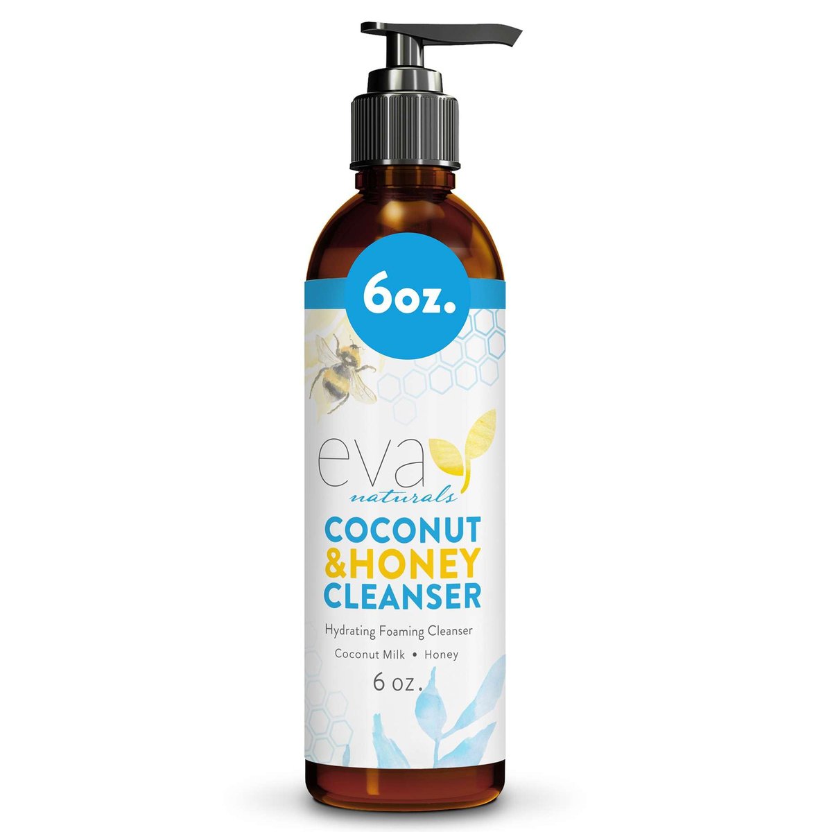 Eva Naturals Gesichtsreinigungsschaum mit Kokosnuss & Honig – Sanfte, feuchtigkeitsspendende Gesichtsreinigung für empfindliche & reife Haut – Entfernt Make-up, Schmutz & Öl – Mit beruhigender Aloe & Gelée Royale – 177 ml