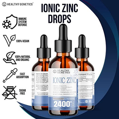 Flüssige Zinktropfen Konzentrat für die ganze Familie | 240-Tage-Vorrat | Zinksulfat 2400mg | Immunität, Stimmung, Gehirn, Schilddrüse | 60 ml