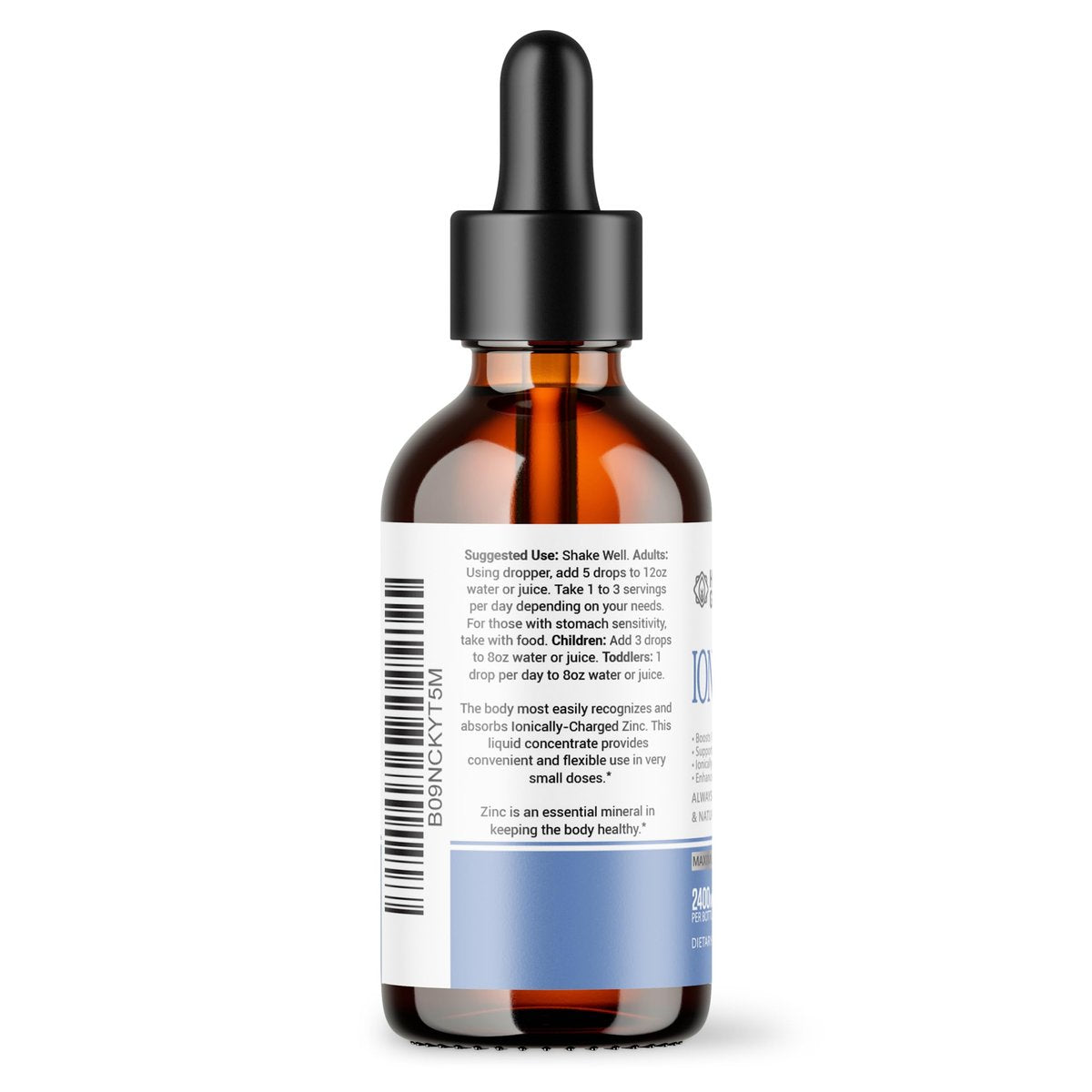 Flüssige Zinktropfen Konzentrat für die ganze Familie | 240-Tage-Vorrat | Zinksulfat 2400mg | Immunität, Stimmung, Gehirn, Schilddrüse | 60 ml