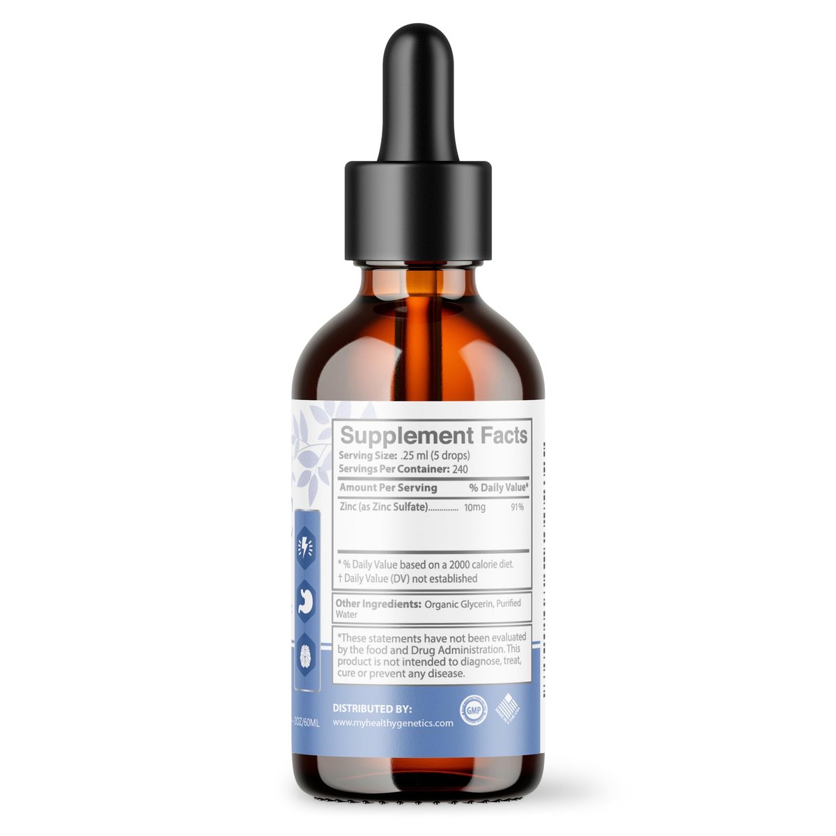 Flüssige Zinktropfen Konzentrat für die ganze Familie | 240-Tage-Vorrat | Zinksulfat 2400mg | Immunität, Stimmung, Gehirn, Schilddrüse | 60 ml