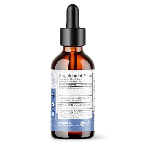 Flüssige Zinktropfen Konzentrat für die ganze Familie | 240-Tage-Vorrat | Zinksulfat 2400mg | Immunität, Stimmung, Gehirn, Schilddrüse | 60 ml