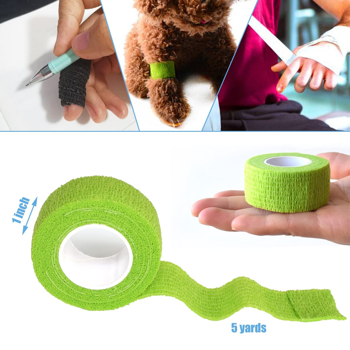 Gondiane 9er-Pack Selbstklebende Bandage 1 Zoll x 5 Yards – Atmungsaktive Kohäsivbinde für Knöchel, Handgelenk, Finger, Sport und Haustiere (Mehrfarben)