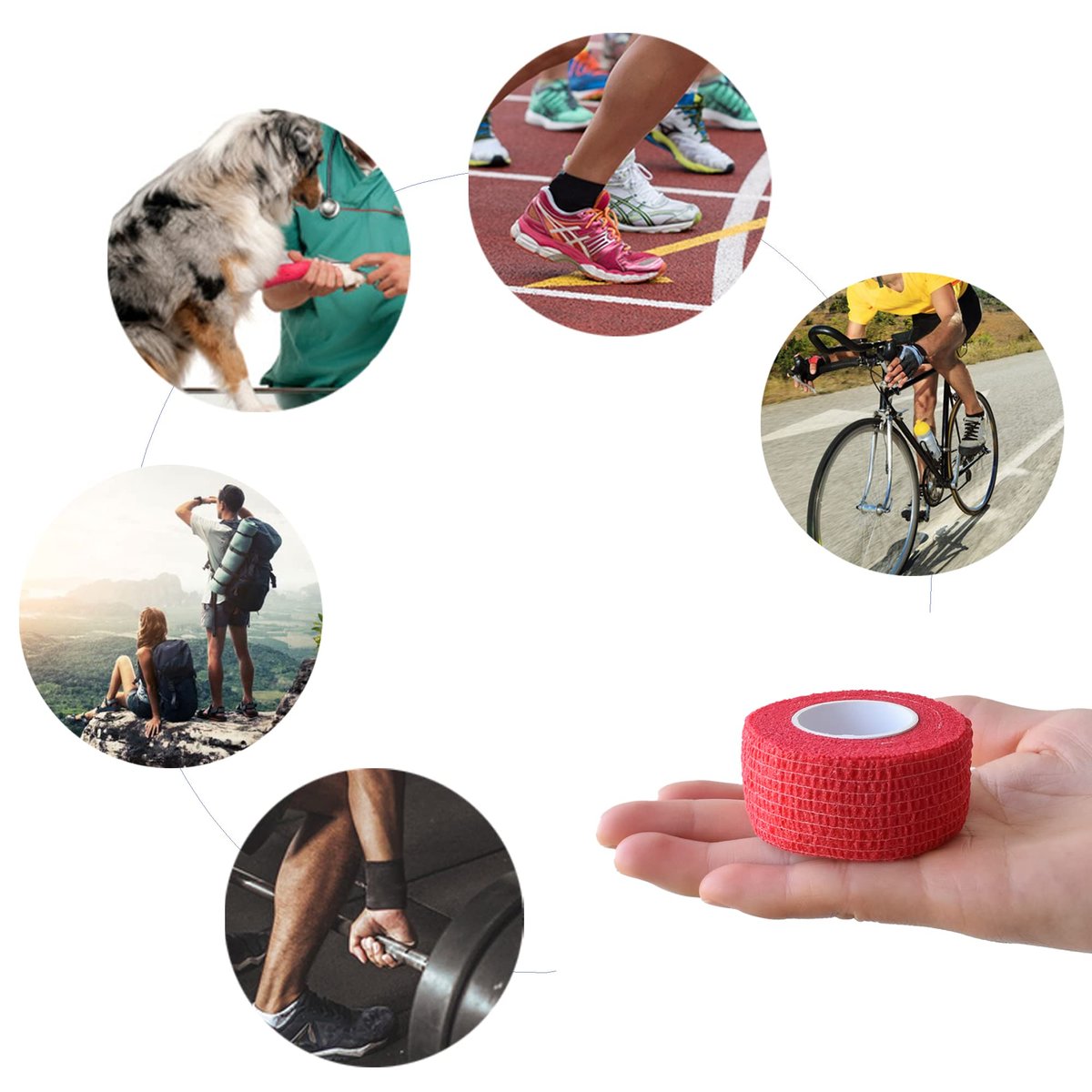 Gondiane 9er-Pack Selbstklebende Bandage 1 Zoll x 5 Yards – Atmungsaktive Kohäsivbinde für Knöchel, Handgelenk, Finger, Sport und Haustiere (Mehrfarben)
