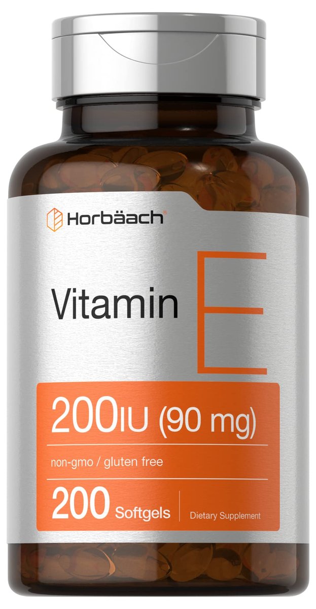 Horbäach Vitamin E Weichkapseln 200 IE | 90 mg Supplement | 200 Stück | Nicht-GVO & glutenfrei