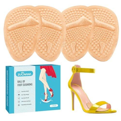 ZUCNANA Metatarsal Pads | 2 Paar High Heel Einlagen | Weiche Gel-Einlagen für Frauen | Wiederverwendbare Ballenpolster gegen Fußschmerzen und für Komfort | Einheitsgröße (Gold)