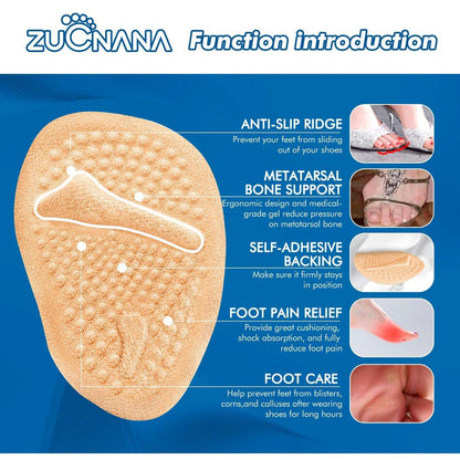 ZUCNANA Metatarsal Pads | 2 Paar High Heel Einlagen | Weiche Gel-Einlagen für Frauen | Wiederverwendbare Ballenpolster gegen Fußschmerzen und für Komfort | Einheitsgröße (Gold)