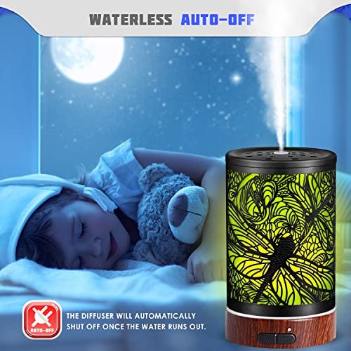 Kobodon Aromatherapie Diffuser aus Metall – Kaltnebel-Luftbefeuchter mit 7 Farben LED-Licht, automatische Abschaltung – Libellen-Design, Geschenk für Frauen, Mama, Oma