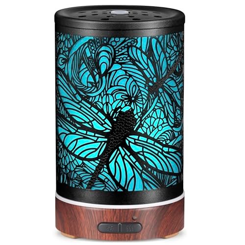Kobodon Aromatherapie Diffuser aus Metall – Kaltnebel-Luftbefeuchter mit 7 Farben LED-Licht, automatische Abschaltung – Libellen-Design, Geschenk für Frauen, Mama, Oma