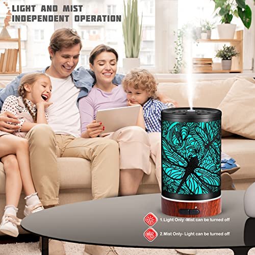 Kobodon Aromatherapie Diffuser aus Metall – Kaltnebel-Luftbefeuchter mit 7 Farben LED-Licht, automatische Abschaltung – Libellen-Design, Geschenk für Frauen, Mama, Oma