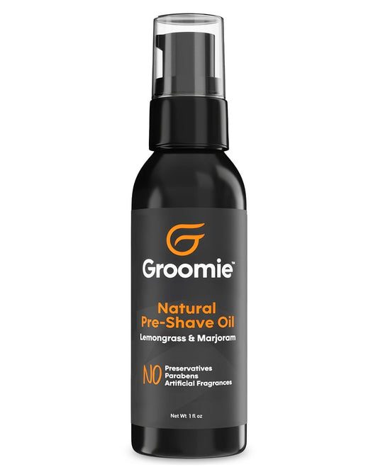 GROOMIE Natürliches Pre-Shave-Öl für kahle Köpfe | Pflanzliches Rezept mit Mariendistel, ätherischen Ölen und Vitamin E für eine gründliche Rasur - 30 ml