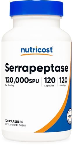 Nutricost Serrapeptase 120.000 SPU, 120 Kapseln – Glutenfrei, Nicht-GMO, Vegetarierfreundlich