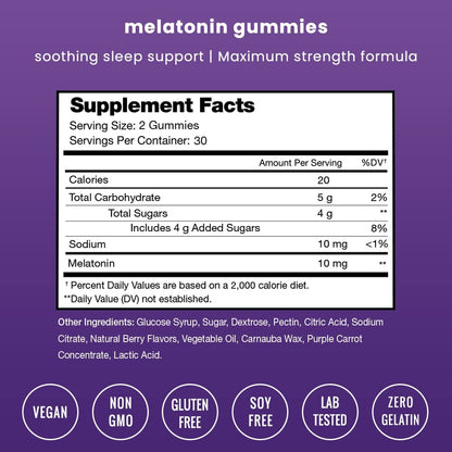 NutraChamps Melatonin Gummies für Erwachsene – Hochdosiertes Schlafmittel mit 5 mg oder 10 mg Dosis, vegane natürliche Erdbeer-Geschmacksrichtung zur Förderung eines gesunden Schlafzyklus, 60 Gummibärchen