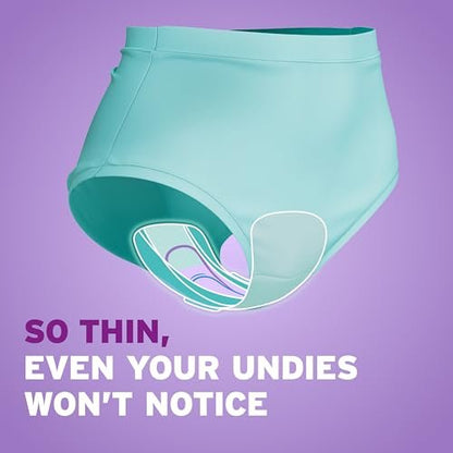 Poise Ultra Thin Inkontinenz- & Wochenbett-Vorlagen mit Flügeln, 5 Tropfen maximale Saugfähigkeit, lange Länge, 34 Stück