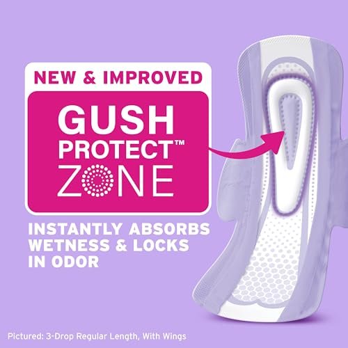 Poise Ultra Thin Inkontinenz- & Wochenbett-Einlagen mit Flügeln bei Blasenschwäche, 4 Tropfen mittlere Saugstärke, normale Länge, 54 Stück (Verpackung kann variieren)