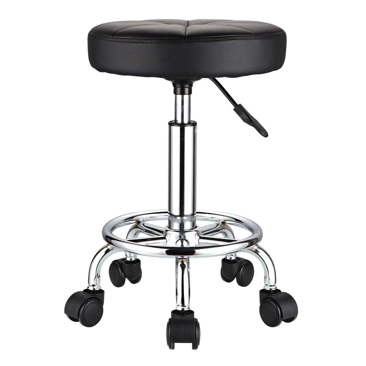 HMTOT Runder Rollhocker mit Rollen Höhenverstellbarer Drehhocker für Salon Spa Massage Schwarz