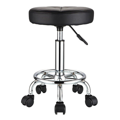 HMTOT Runder Rollhocker mit Rollen Höhenverstellbarer Drehhocker für Salon Spa Massage Schwarz