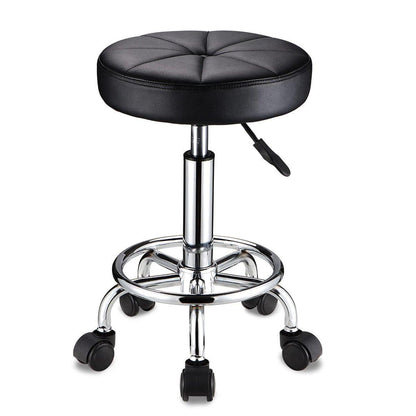 HMTOT Runder Rollhocker mit Rollen Höhenverstellbarer Drehhocker für Salon Spa Massage Schwarz