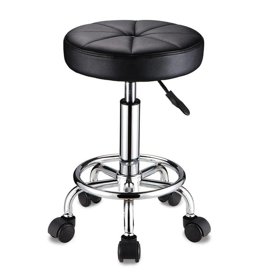 HMTOT Runder Rollhocker mit Rollen Höhenverstellbarer Drehhocker für Salon Spa Massage Schwarz