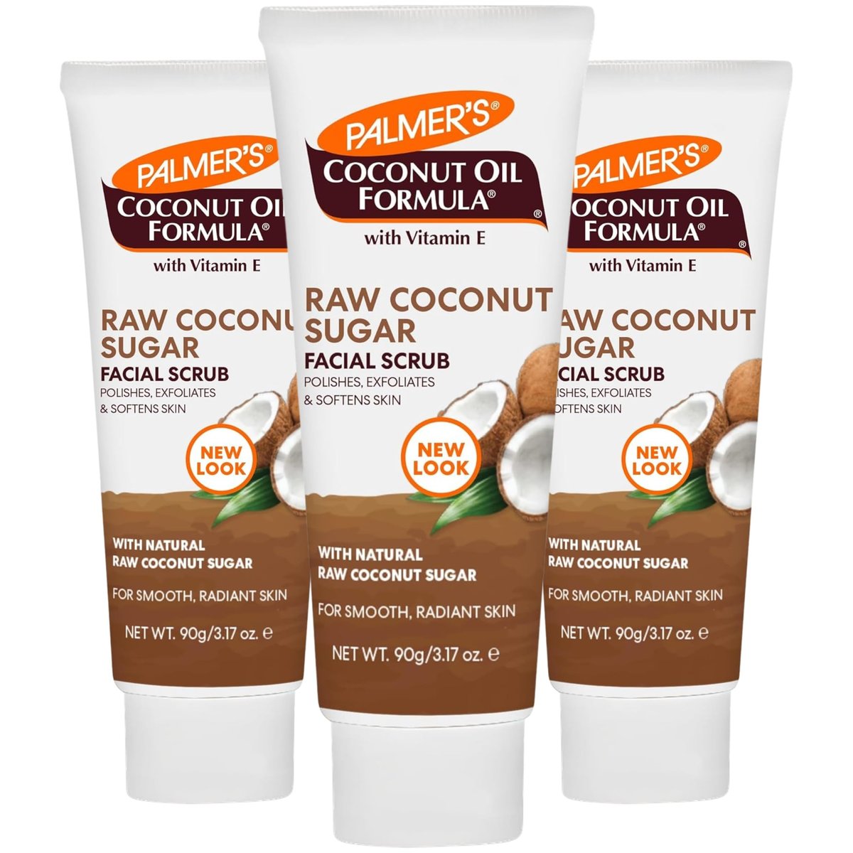 Palmer's Coconut Oil Formula Kokosnusszucker Gesichts-Peeling – Sanfte Reinigung & Peeling für ein strahlendes Hautbild, 3er-Pack (3 x 3,17 Unzen)