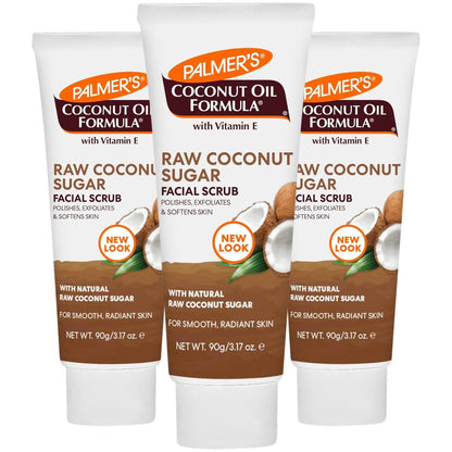 Palmer's Coconut Oil Formula Kokosnusszucker Gesichts-Peeling – Sanfte Reinigung & Peeling für ein strahlendes Hautbild, 3er-Pack (3 x 3,17 Unzen)