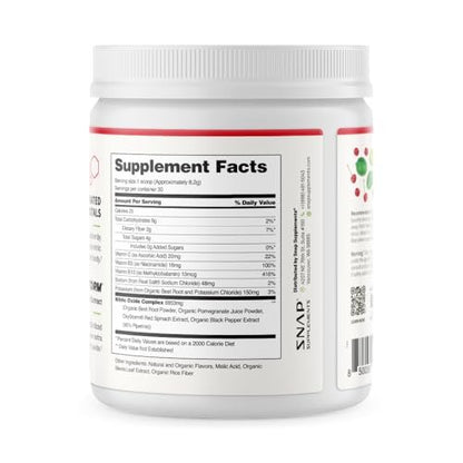 Snap Supplements Bio Rote Bete Pulver mit Nitric-Oxid-Booster für Männer & Frauen, Rote Spinat & Granatapfel, Unterstützt gesunde Energie & Blutdruck (bereits im normalen Bereich), 30 Portionen, Kirsche-Limette
