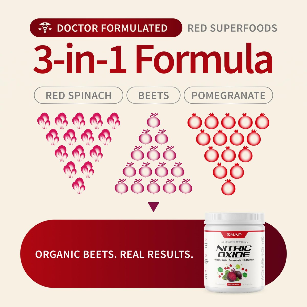 Snap Supplements Bio Rote Bete Pulver mit Nitric-Oxid-Booster für Männer & Frauen, Rote Spinat & Granatapfel, Unterstützt gesunde Energie & Blutdruck (bereits im normalen Bereich), 30 Portionen, Kirsche-Limette