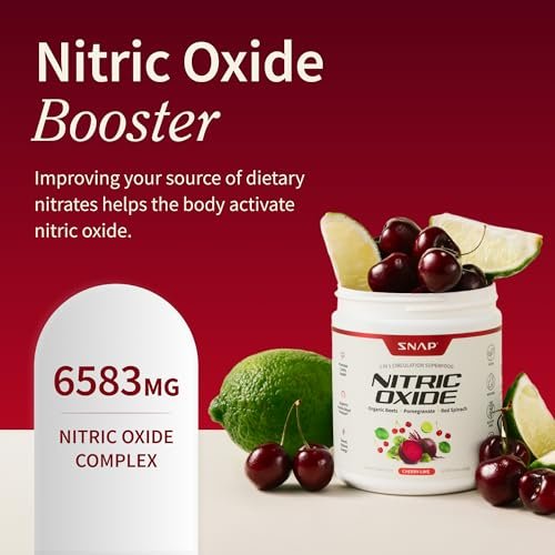 Snap Supplements Bio Rote Bete Pulver mit Nitric-Oxid-Booster für Männer & Frauen, Rote Spinat & Granatapfel, Unterstützt gesunde Energie & Blutdruck (bereits im normalen Bereich), 30 Portionen, Kirsche-Limette