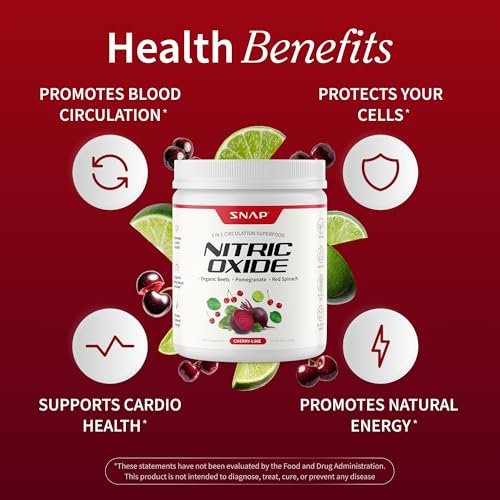 Snap Supplements Bio Rote Bete Pulver mit Nitric-Oxid-Booster für Männer & Frauen, Rote Spinat & Granatapfel, Unterstützt gesunde Energie & Blutdruck (bereits im normalen Bereich), 30 Portionen, Kirsche-Limette