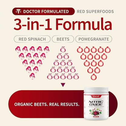 Snap Supplements Bio Rote Bete Pulver mit Nitric-Oxid-Booster für Männer & Frauen, Rote Spinat & Granatapfel, Unterstützt gesunde Energie & Blutdruck (bereits im normalen Bereich), 30 Portionen, Kirsche-Limette