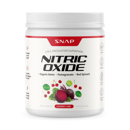 Snap Supplements Bio Rote Bete Pulver mit Nitric-Oxid-Booster für Männer & Frauen, Rote Spinat & Granatapfel, Unterstützt gesunde Energie & Blutdruck (bereits im normalen Bereich), 30 Portionen, Kirsche-Limette