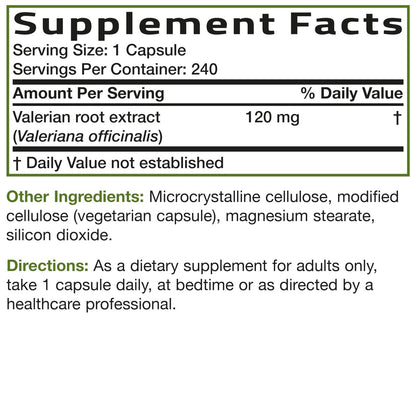 Bronson Baldrianwurzel Kapseln - Valerian Officinalis - Fördert Entspannung - Non-GMO, Sojafrei, Glutenfrei, 240 vegetarische Kapseln