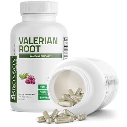 Bronson Baldrianwurzel Kapseln - Valerian Officinalis - Fördert Entspannung - Non-GMO, Sojafrei, Glutenfrei, 240 vegetarische Kapseln