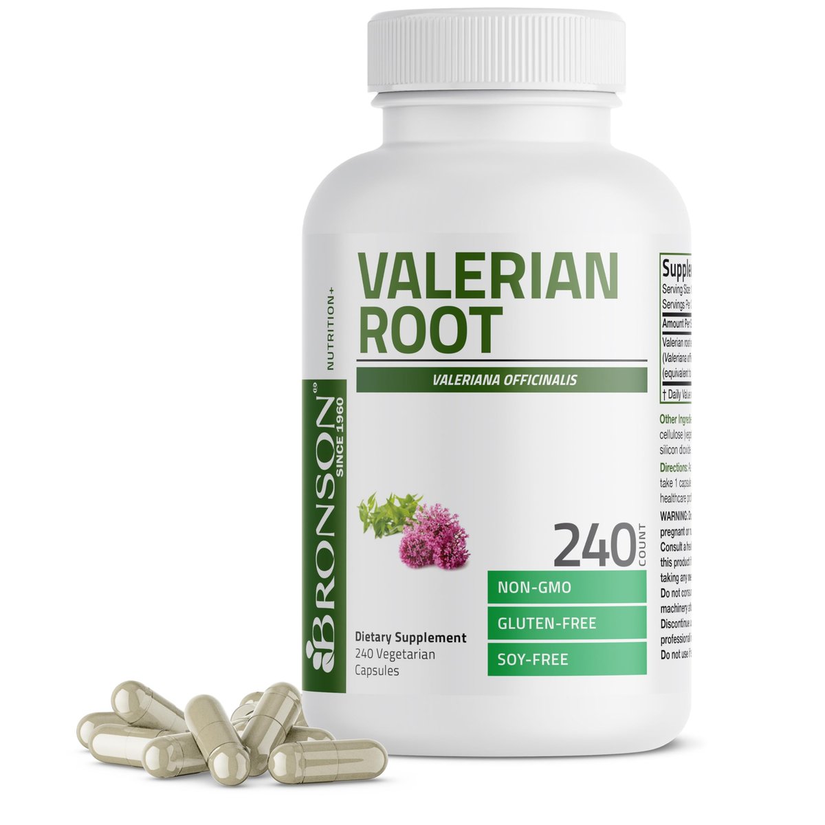 Bronson Baldrianwurzel Kapseln - Valerian Officinalis - Fördert Entspannung - Non-GMO, Sojafrei, Glutenfrei, 240 vegetarische Kapseln